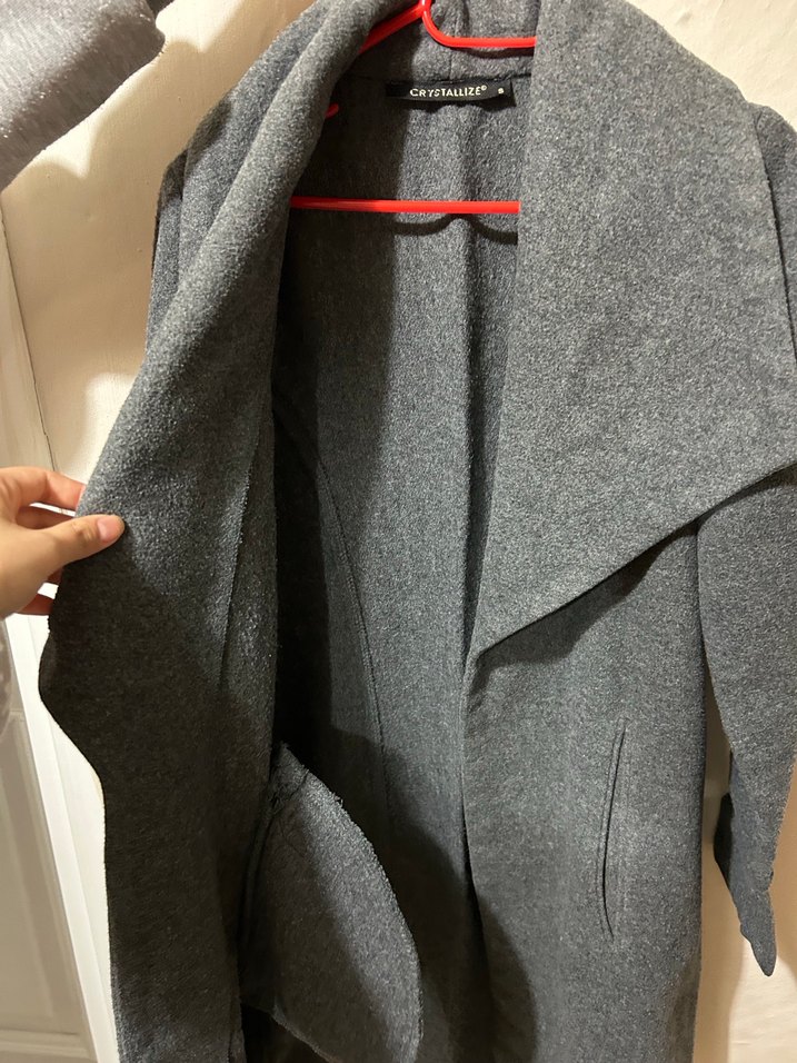 Gri Uzun Kadın Kaban - Görsel 3