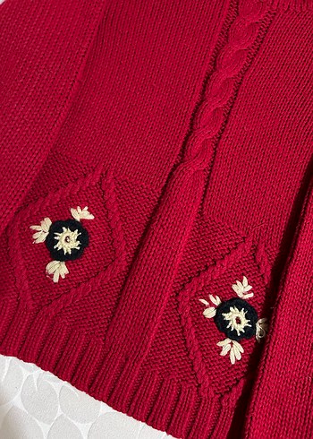 Nakışlı Kısa Kırmızı Kadın Balıkçı Yaka Kazak - Görsel 2