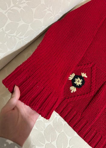 Nakışlı Kısa Kırmızı Kadın Balıkçı Yaka Kazak - Görsel 5