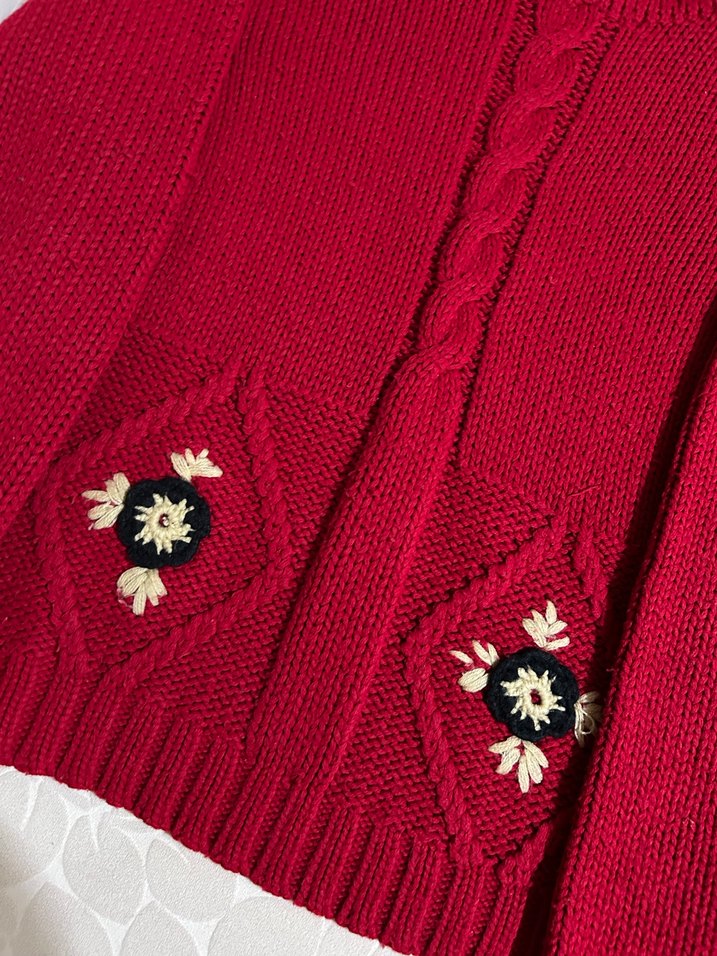 Nakışlı Kısa Kırmızı Kadın Balıkçı Yaka Kazak - Görsel 2