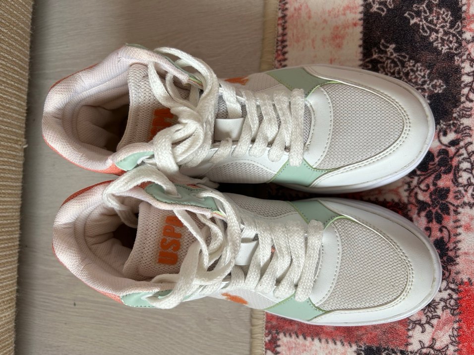 Beyaz Pastel Renkli Dolgu Topuklu Bağcıklı Spor Ayakkabı - Görsel 2