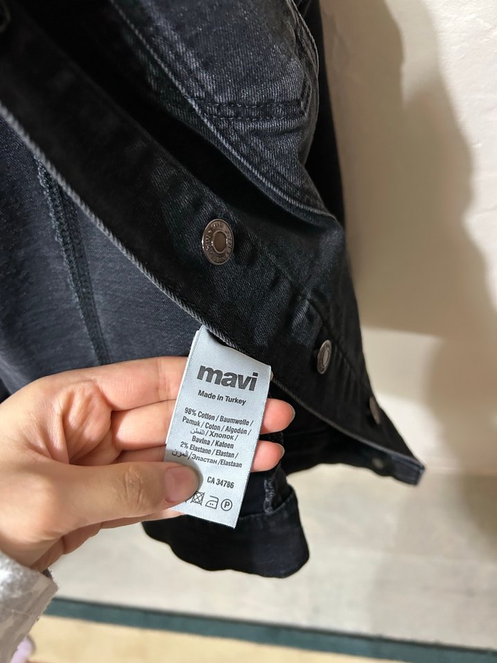Gri Düğmeli Kadın Denim Ceket - Görsel 5