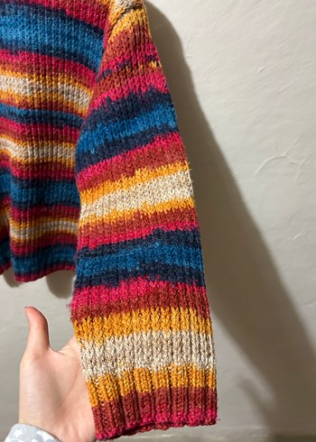 Renkli Örgü Kadın Kazak - Görsel 5