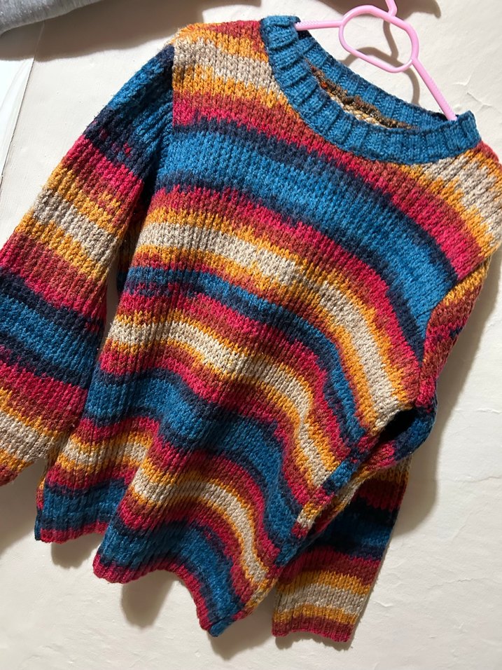 Renkli Örgü Kadın Kazak - Görsel 3