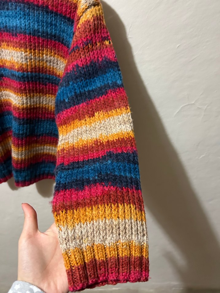 Renkli Örgü Kadın Kazak - Görsel 5