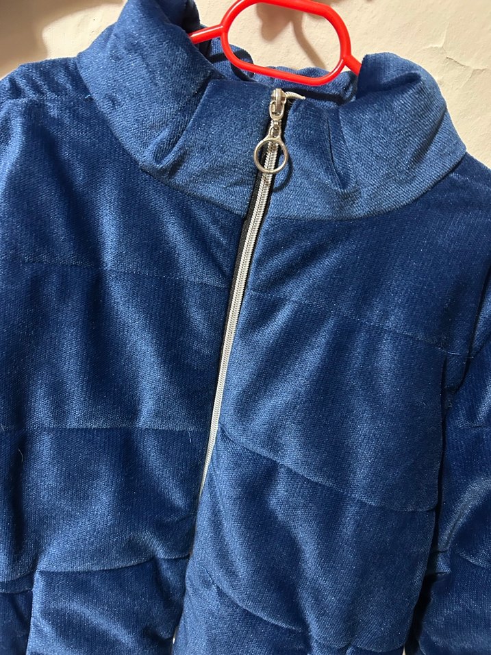 Kadın Mavi Peluş Kürk Detaylı Ceket - Görsel 2