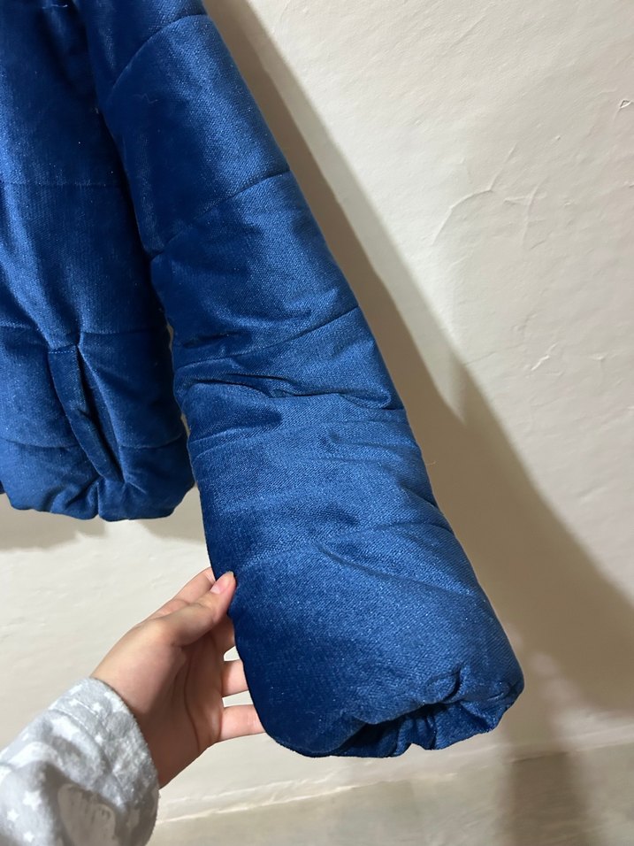 Kadın Mavi Peluş Kürk Detaylı Ceket - Görsel 3