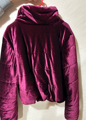 Bordo Parlak Kadın Fermuarlı Ceket - Görsel 2