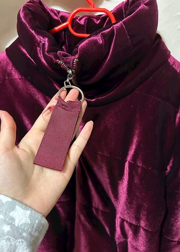 Bordo Parlak Kadın Fermuarlı Ceket - Görsel 4