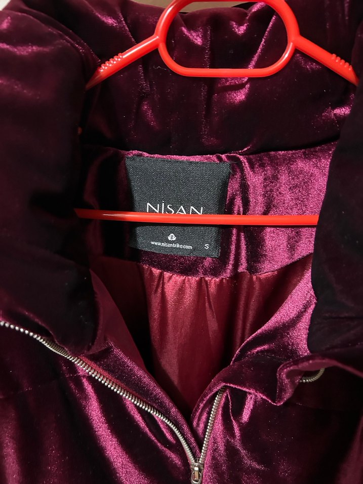 Bordo Parlak Kadın Fermuarlı Ceket - Görsel 5