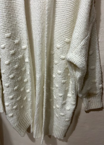 Kadın Beyaz Örgü Salaş Hırka - Görsel 3