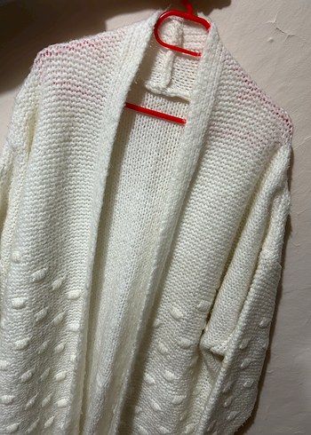 Kadın Beyaz Örgü Salaş Hırka - Görsel 2