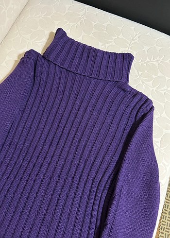 Kadın Mor Boğazlı Triko Kazak - Görsel 3