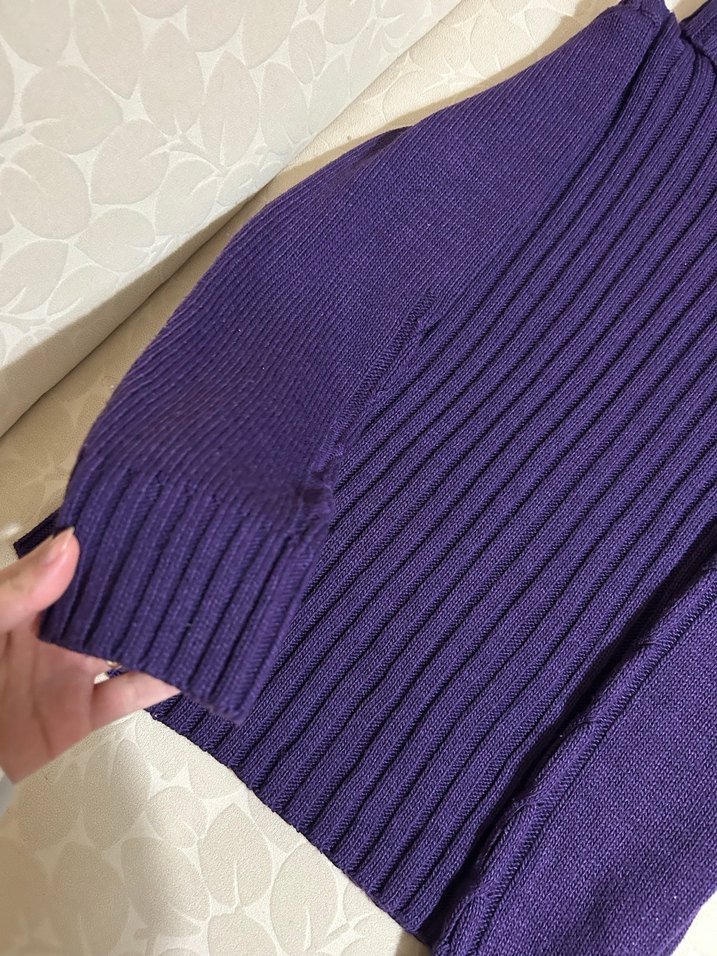 Kadın Mor Boğazlı Triko Kazak - Görsel 4