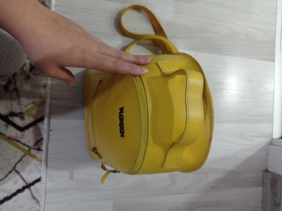 Sarı Deri Kadın Sırt Çantası - Görsel 2