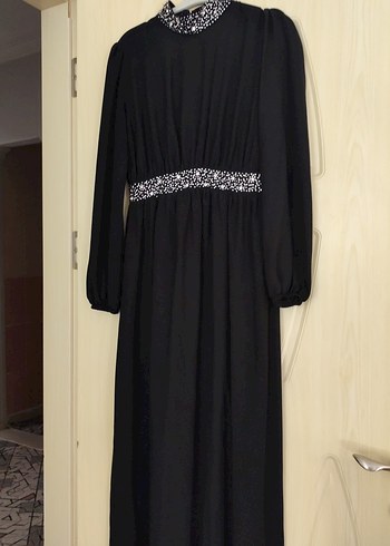 Uzun Siyah Gotik Drapeli Elbise