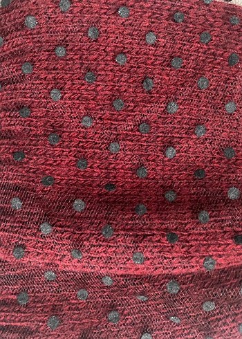Bordo Puantiyeli Örgü Kadın Bere - Görsel 3