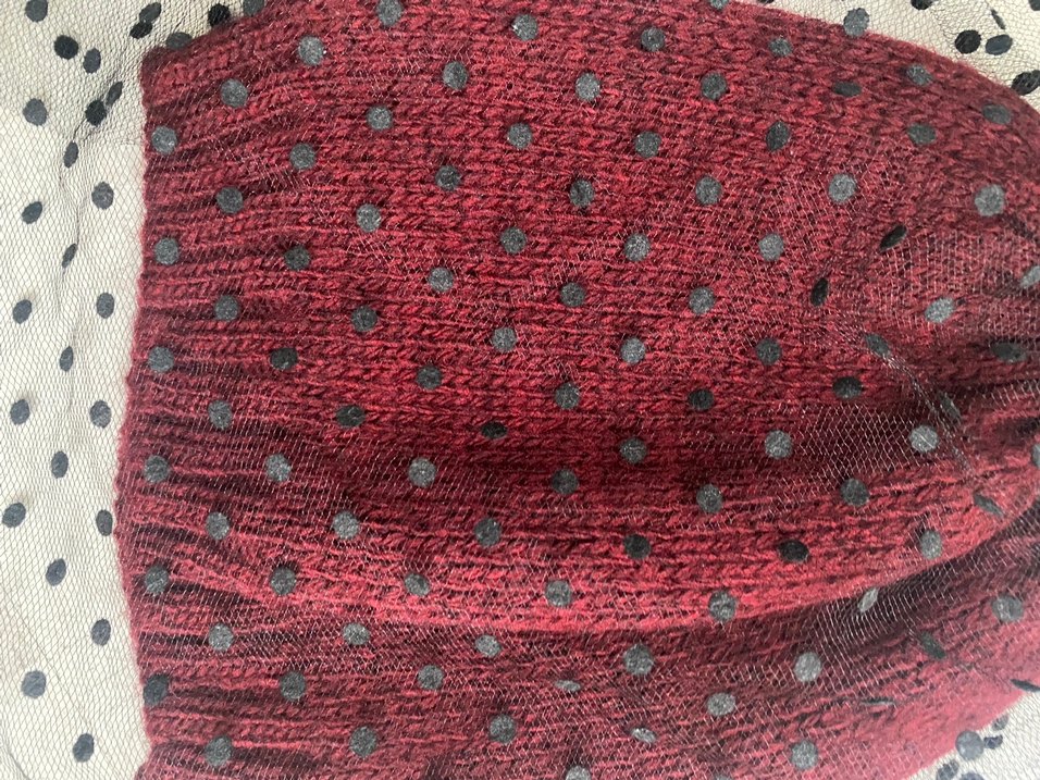 Bordo Puantiyeli Örgü Kadın Bere - Görsel 3