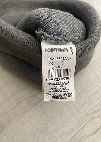 KOTON Gri Örgü Kadın Bere NYC Nakışlı - Görsel 3