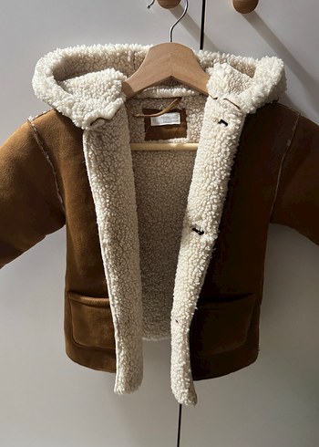 Kürklü Kahverengi Süet Çocuk Kabanı - Görsel 2