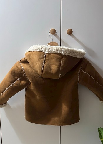 Kürklü Kahverengi Süet Çocuk Kabanı - Görsel 5