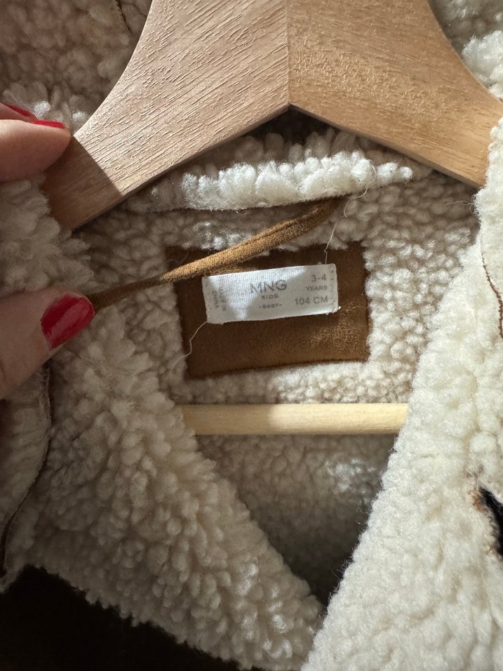 Kürklü Kahverengi Süet Çocuk Kabanı - Görsel 4