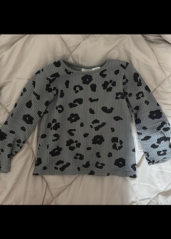 Uzun Kollu Düğmeli Gri Desenli Bebek Kız Takımı - Görsel 2