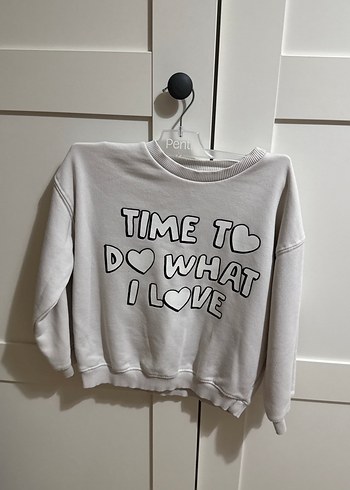 Beyaz Baskılı Kız Sweatshirt - Görsel 2