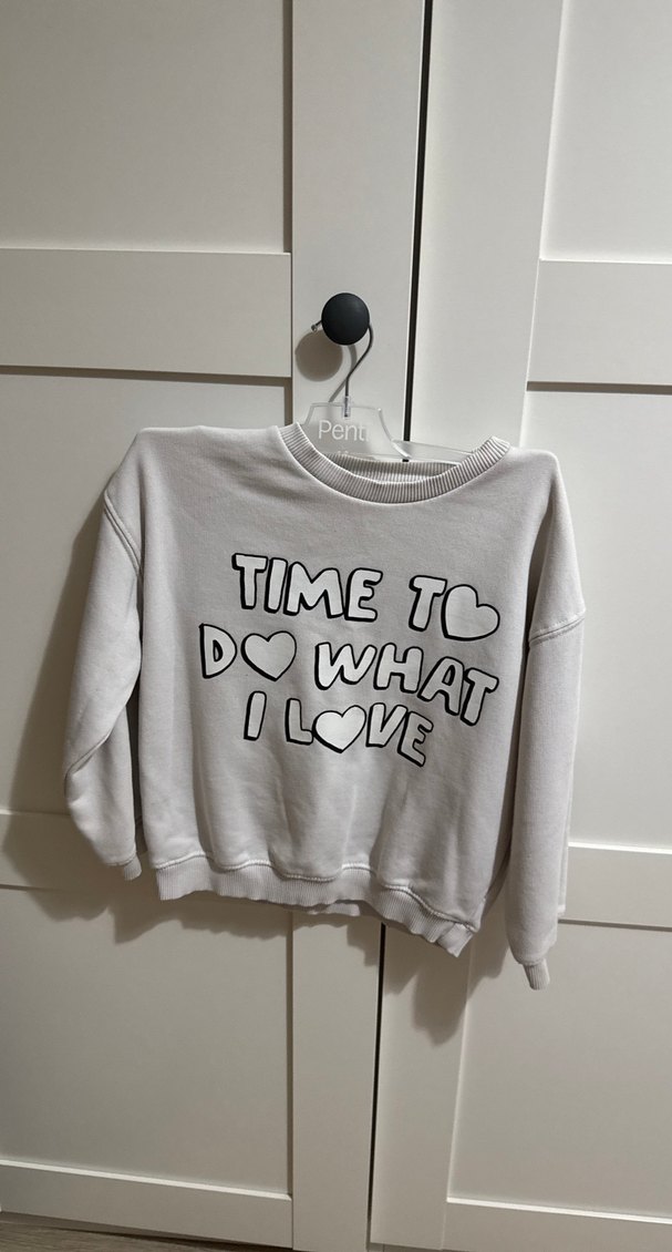 Beyaz Baskılı Kız Sweatshirt - Görsel 2