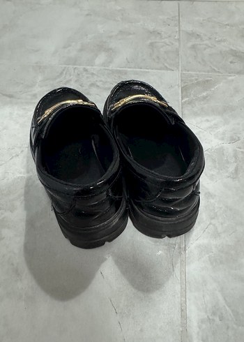 Siyah Parlak Yılan Desenli Platform Topuklu Loafer - Görsel 2