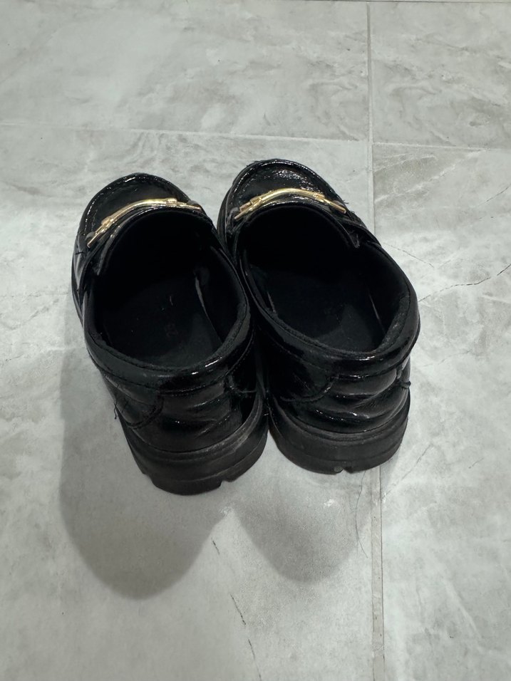 Siyah Parlak Yılan Desenli Platform Topuklu Loafer - Görsel 2