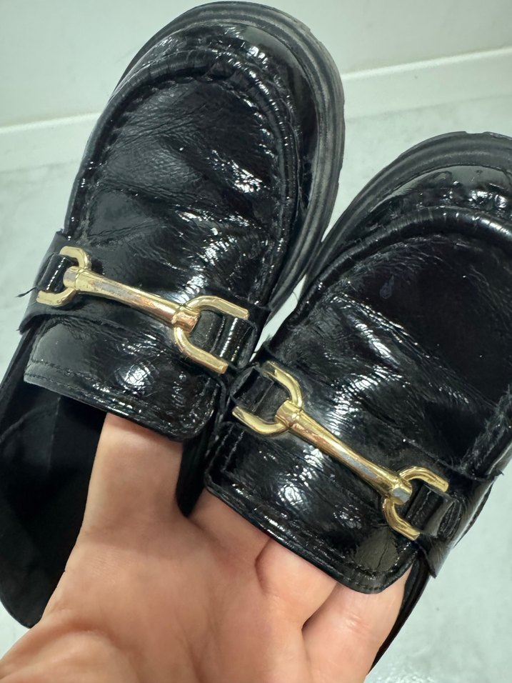 Siyah Parlak Yılan Desenli Platform Topuklu Loafer - Görsel 3