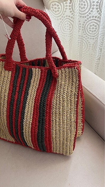 Zara Gucci renkli hasır çanta