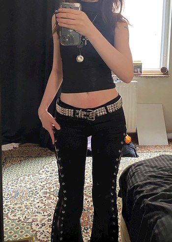 American Vintage yanlari bagcikli gothic pantolon