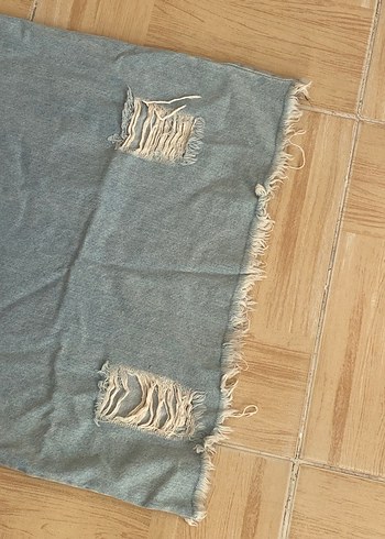 Gri Denim Askılı Kadın Şort Tulum - Görsel 3