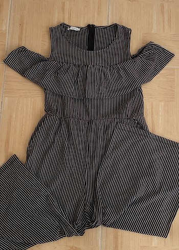 Çizgili Siyah tulum - Görsel 2