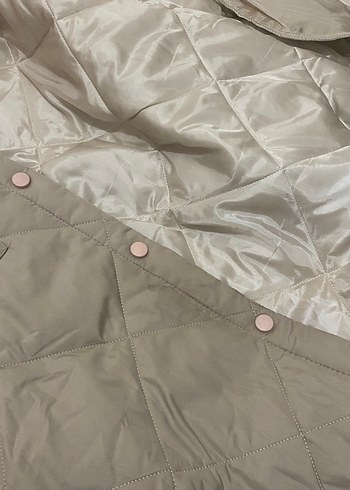 Düğmeli Bej Kadın Uzun mont - Görsel 5