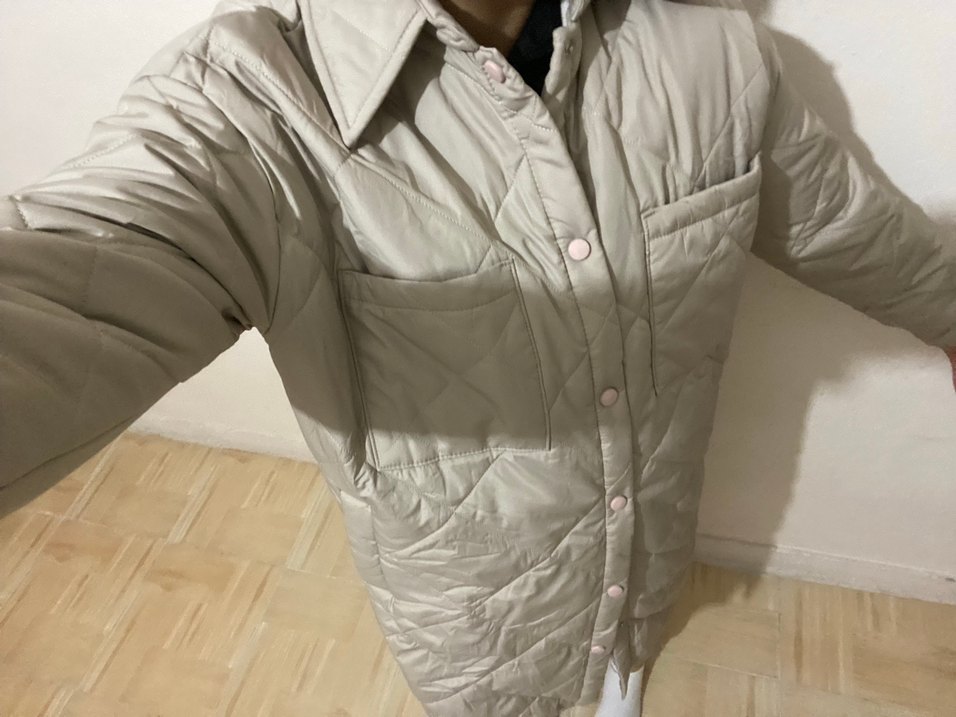 Düğmeli Bej Kadın Uzun mont - Görsel 4