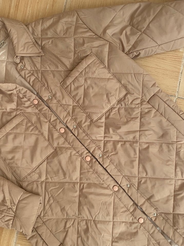 Düğmeli Bej Kadın Uzun mont - Görsel 2