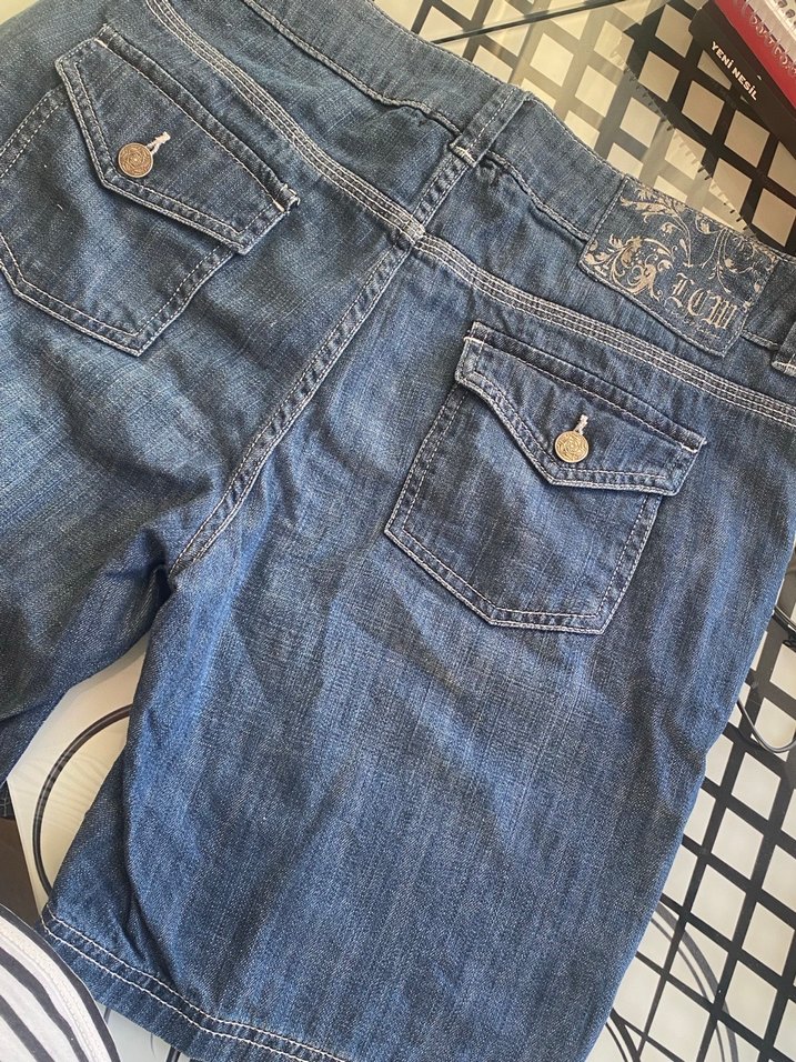 Düğmeli Gri Mavi Rahat Kesim Kadın Kot - Görsel 2