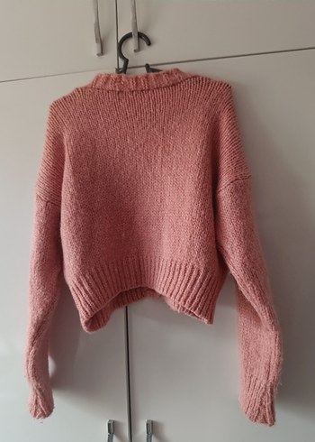 Diğer Pembe V Yaka Triko Kadın Hırka