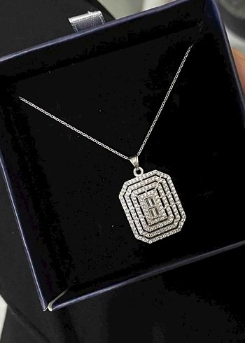 925 Büyük Baget Taşlı Kolye - Görsel 3