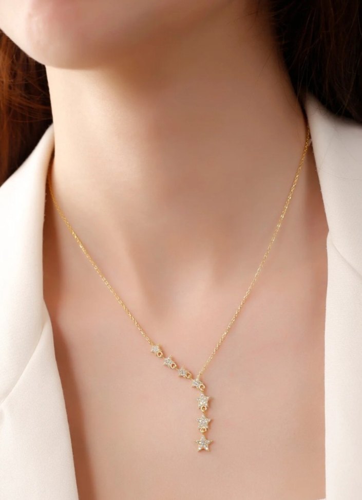 925 Kayan Yıldız Kolye - Görsel 2