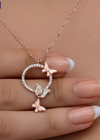 925 Sevgi Kelebekleri Kolye - Görsel 2