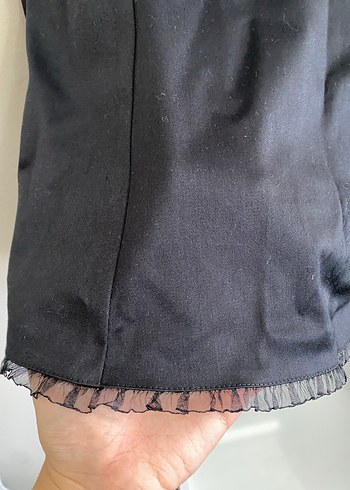 Drapeli Siyah Midi Etek - Görsel 2