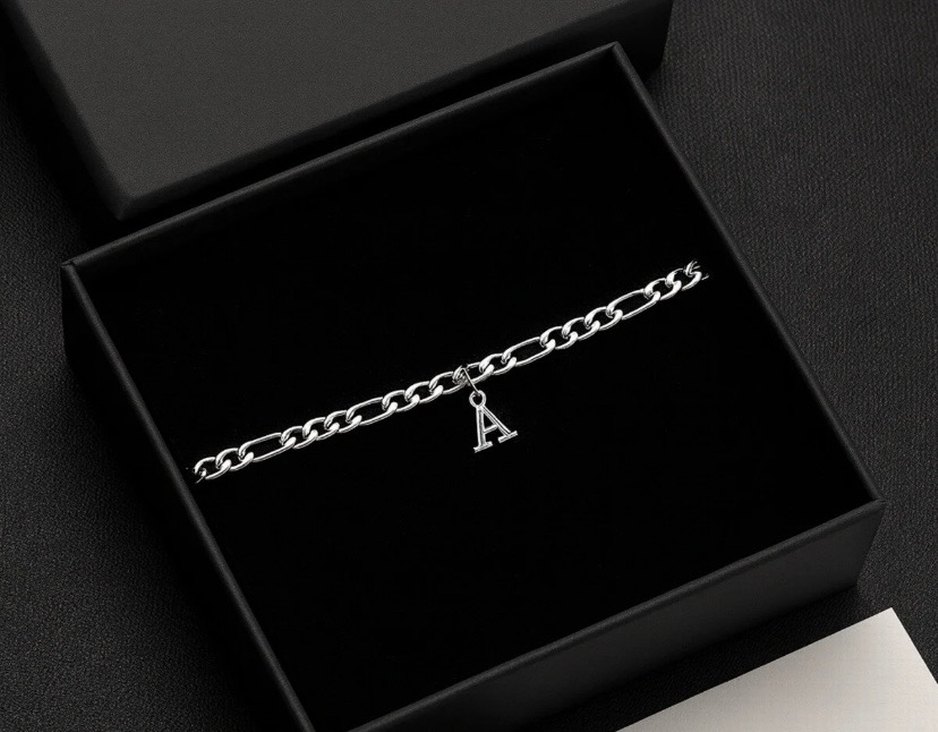 925 GÜMÜŞ HARF DETAYLI ÇİFT BİLEKLİĞİ - Görsel 4