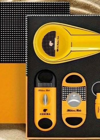 Sarı COHIBA porselen kültablası