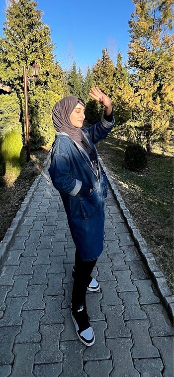 Kadın kot ceket uzun