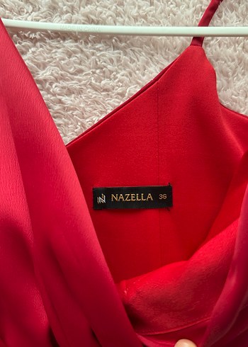 Kırmızı Midi Drapeli V Yaka Abiye Elbise - Görsel 7