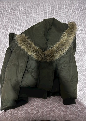 Kürk Detaylı Kadın Kışlık Mont Mavi - Görsel 4